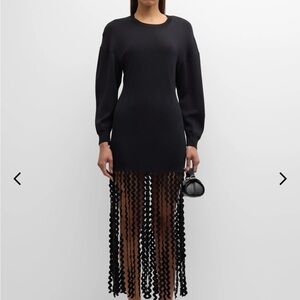 SIMON MILLER Black Knit Dress with Fringe Detail